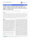 Research paper thumbnail of Singlet oxygen mediated DNA degradation by copper nanoparticles: potential towards cytotoxic effect on cancer cells