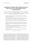 Comparison of human skin irritation patch test data with<i>in vitro</i>skin irritation assays and animal data Cover Page