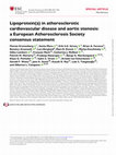 Research paper thumbnail of Lipoprotein(a) in atherosclerotic cardiovascular disease and aortic stenosis: a European Atherosclerosis Society consensus statement