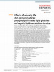 Research paper thumbnail of Effects of an early life diet containing large phospholipid-coated lipid globules on hepatic lipid metabolism in mice