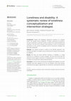 Research paper thumbnail of Loneliness and disability: A systematic review of loneliness conceptualization and intervention strategies