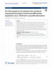 Research paper thumbnail of On the existence of solutions for nonlocal sequential boundary fractional differential equations via ψ-Riemann–Liouville derivative