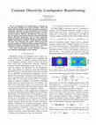 Research paper thumbnail of Constant Directivity Loudspeaker Beamforming