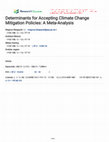 Research paper thumbnail of Determinants for Accepting Climate Change Mitigation Policies: A Meta-Analysis