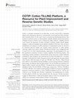 Research paper thumbnail of COTIP: Cotton TILLING Platform, a Resource for Plant Improvement and Reverse Genetic Studies