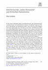 Research paper thumbnail of Vom Verlust der „realen Humanität“ zum Kritischen Humanismus