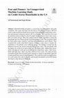 Research paper thumbnail of Fear and Finance: An Unsupervised Machine Learning Study on Credit-Averse Households in the U.S