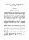 Research paper thumbnail of Response to Martha Nussbaum's \A Right to Marry?\