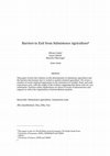 Research paper thumbnail of Barriers to Exit from Subsistence Agriculture