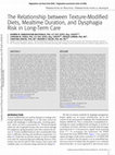 Research paper thumbnail of The Relationship between Texture-Modified Diets, Mealtime Duration, and Dysphagia Risk in Long-Term Care