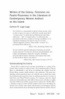 Research paper thumbnail of Writers of the Colony: Feminism via Puerto Ricanness in the Literature of Contemporary Women Authors on the Island