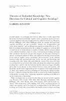 Research paper thumbnail of Theories of Embodied Knowledge: New Directions for Cultural and Cognitive Sociology?