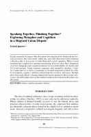 Research paper thumbnail of Speaking Together, Thinking Together? Exploring Metaphor and Cognition in a Shipyard Union Dispute