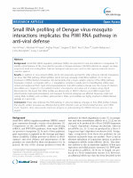 Research paper thumbnail of Small RNA profiling of Dengue virus-mosquito interactions implicates the PIWI RNA pathway in anti-viral defense