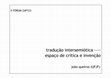 Research paper thumbnail of Tradução intersemiótica ---- espaço de crítica e invenção