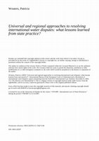 Research paper thumbnail of Universal and Regional Approaches to Resolving International Water Disputes