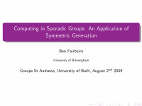 Research paper thumbnail of Computing in sporadic groups: an application of symmetric generation