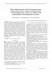 Research paper thumbnail of Does Information and Communication Technology have a Role in Improving Sustainable Development in Iran?, Proceedings of the World Congress on Science, Engineering and Technology, Venice, Italy, October 2008 (Oral presentation).