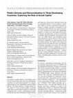 Research paper thumbnail of Public libraries and democratization in three developing countries: Exploring the role of social capital