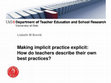 Research paper thumbnail of ECER 2014: Making Implicit Practices Explicit: How do teachers describe their own best practices?