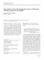 Research paper thumbnail of A. M. Viens, C.M. Bensimon and R.E.G. Upshur, 'Your Liberty or Your Life: Reciprocity In the Use of Restrictive Measures In Contexts of Contagion,' Journal of Bioethical Inquiry 6(2009): 207-17.