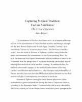 Research paper thumbnail of Capturing Medical Tradition: Caelius Aurelianus' On Acute Diseases