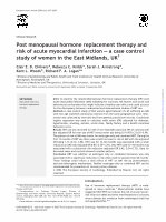 Research paper thumbnail of Post Menopausal Hormone Replacement Therapy and Risk of Acute Myocardial Infarctiona Case Control Study of Women In the East Midlands, UK