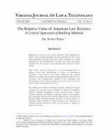 Research paper thumbnail of The Relative Value of American Law Reviews: A Critical Appraisal of Ranking Methods