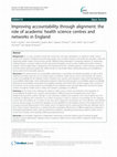 Research paper thumbnail of Improving accountability through alignment: the role of academic health science centres and networks in England. BMC Health Services Research 2014, 14:24 .