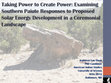 Research paper thumbnail of Taking Power to Create Power: Examining Southern Paiute Responses to Proposed Solar Energy Development in a Ceremonial Landscape