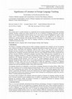 Research paper thumbnail of Significance of Literature in Foreign Language Teaching