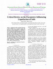 Research paper thumbnail of 19. Critical Review on the Parameters Influencing Liquefaction of Soils