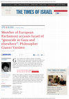 Research paper thumbnail of Member of European Parliament accuses Israel of “genocide in Gaza and elsewhere”: Philosopher Gianni Vattimo 