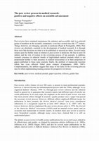 Research paper thumbnail of The peer review process in medical research: positive and negative effects on scientific advancement