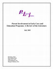 Research paper thumbnail of Parent Involvement in Early Care and Education Programs: A Review of the Literature