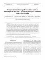 Research paper thumbnail of Dela-Cruz, J., Ajani, P., Lee, R., Pritchard, T., and Suthers, I. (2002). Temporal abundance patterns of the red tide dinoflagellate, Noctiluca scintillans, along the south-east coast of Australia. Marine Ecology Progress Series 236: 75-88.