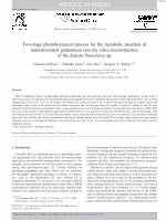 Research paper thumbnail of Two-stage photobioreactor process for the metabolic insertion of nanostructured germanium into the silica microstructure of the diatom Pinnularia sp.