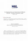 Research paper thumbnail of Les démonstrations par l'absurde dans les Éléments d'Euclide: inventaire, formulation, usages