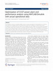 Research paper thumbnail of Optimization of CCGT power plant and performance analysis using MATLAB/Simulink with actual operational data