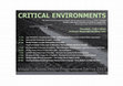 Research paper thumbnail of Visual Cultures Public Programme: Critical Environments