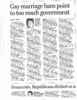 Research paper thumbnail of Gay marriage bans point to too much government 11/14/08