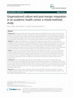 Research paper thumbnail of Organisational culture and post-merger integration in an academic health centre: a mixed-methods study. BMC Health Services Research 2015, 15:25. 