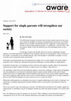 Research paper thumbnail of Op-ed: Support for single parents will strengthen our society