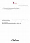 Research paper thumbnail of Le jargon franco-anglais de Maître Pathelin