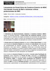 Research paper thumbnail of Lançamento do Portal Único do Comércio Exterior do MDIC visa atender Acordo de Bali e minimizar críticas protecionistas da OMC, por Marcus Salles