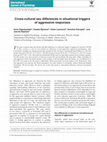 Research paper thumbnail of Cross-cultural sex differences in situational triggers of aggressive responses