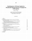 Research paper thumbnail of Review: Stoichiometry of Proton Uptake by Thylakoids During Electron Transport in Chloroplasts