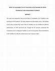 Research paper thumbnail of EFFECT OF AVAILABILITY OF ICT FACILITIES IN THE TEACHING OF OFFICE TECHNOLOGY AND MANAGEMENT STUDENTS