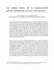 Research paper thumbnail of Les Angles Morts De La Responsabilité Pénale Individuelle En Droit International (Individual Criminal Responsibility in International Law's Blindspots) (2014)