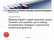 Research paper thumbnail of ECER 2015: Reading English in upper secondary school: Teachers’ and students’ use of reading comprehension strategies in general and vocational programmes